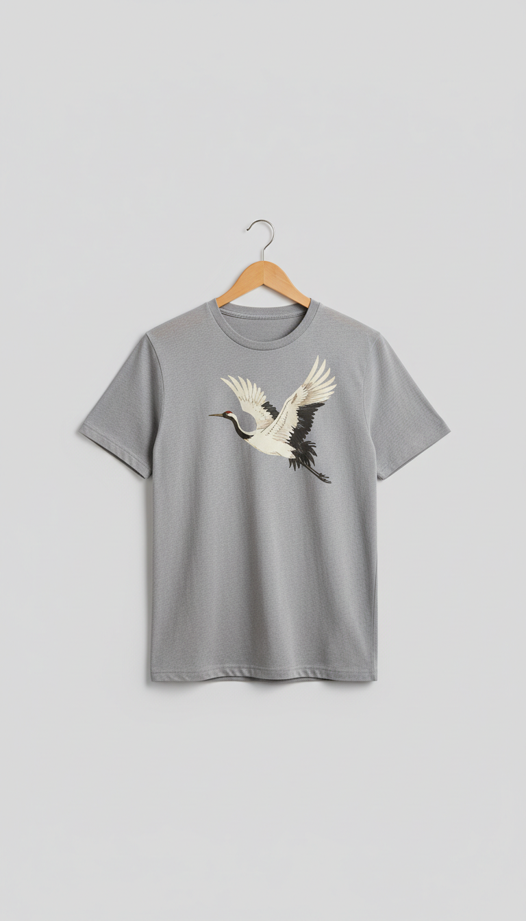 Mist Grey Crane Graphic Tee