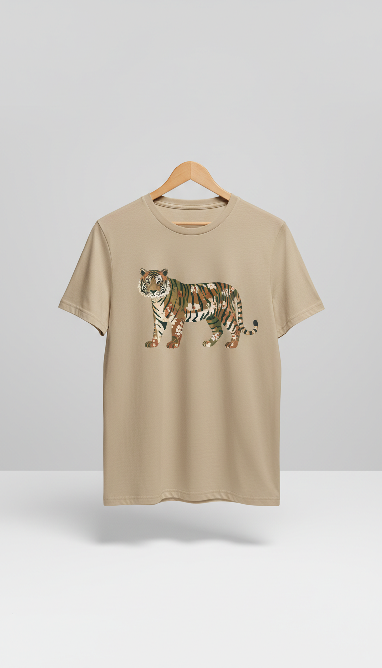 Sand Beige Botanical Tiger Tee
